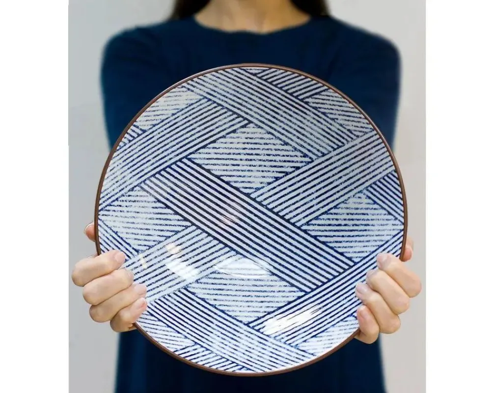 aizome_shima_ami__serving_bowl_2.webp MIYA Company Serving Bowls & Plates | Aizome Shima Ami 9.75" Serving Bowl