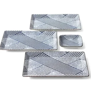 MIYA Company Medium Plates | Aizome Shima Rectangle Plate
