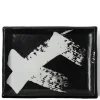 MIYA Company Serving Bowls & Plates | Black & White Brush Rectangle Platter