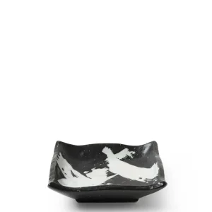 MIYA Company Sauce Dishes | Black & White Brush Sauce Dish