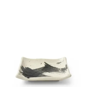 MIYA Company Small Plates | Black & White Brush Small Plate