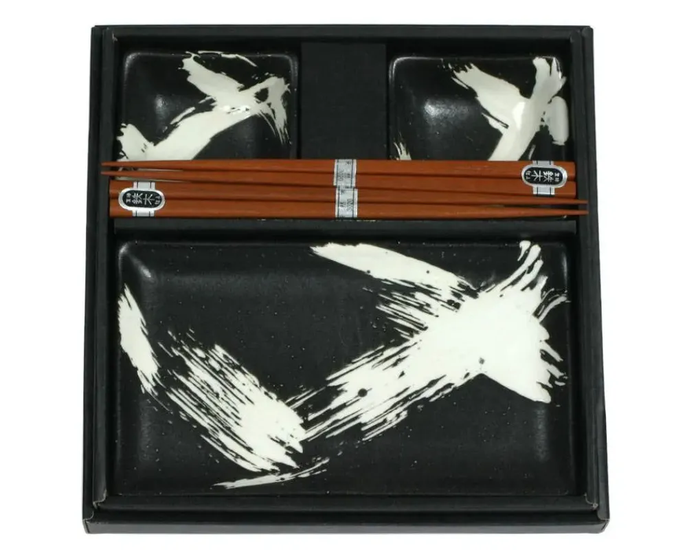 black_brush_stroke_sushi_set_1.webp MIYA Company Plate Sets | Black Brush Stroke Sushi Set