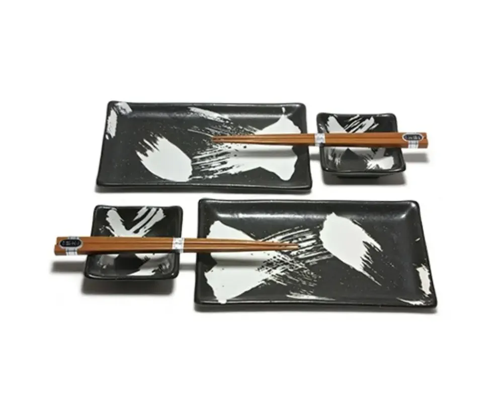 black_brush_stroke_sushi_set_2.webp MIYA Company Plate Sets | Black Brush Stroke Sushi Set