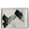 MIYA Company Serving Bowls & Plates | Black White Brush Rectangle Platter