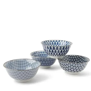MIYA Company Bowl Sets | Blue & White 5.75" Bowl Set/4
