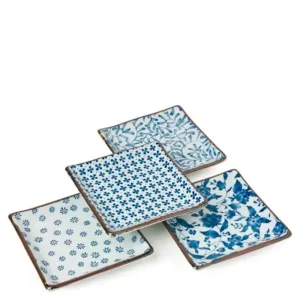 MIYA Company Plate Sets | Blue & White 5" Sq. Plate Set
