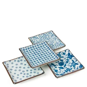 MIYA Company Plate Sets | Blue & White 5" Sq. Plate Set