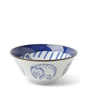 MIYA Company Bowls | Blue & White Cat 5-3/4" Bowl