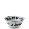 MIYA Company Bowls | Blue & White Cat Parade 5.75" Bowl