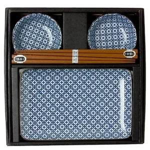 MIYA Company Medium Plates | Blue & White Cross Sushi Set