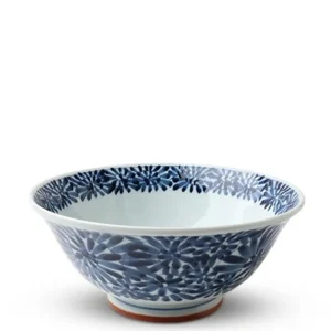 MIYA Company Ramen Bowls | Blue & White Floral 7.75" Noodle Bowl