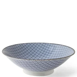 MIYA Company Serving Bowls & Plates | Blue & White Mosaic 9.75