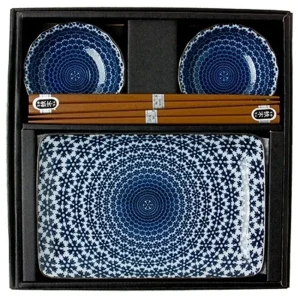 MIYA Company Medium Plates | Blue & White Snow Sushi Set