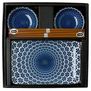 MIYA Company Medium Plates | Blue & White Snow Sushi Set