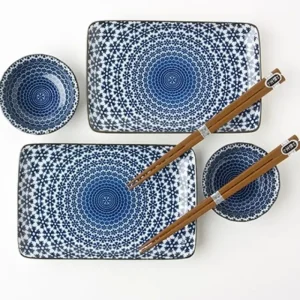 MIYA Company Medium Plates | Blue & White Snow Sushi Set