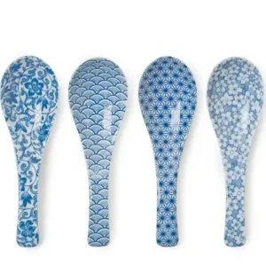 MIYA Company Soup Spoons | Blue & White Soup Spoon Set