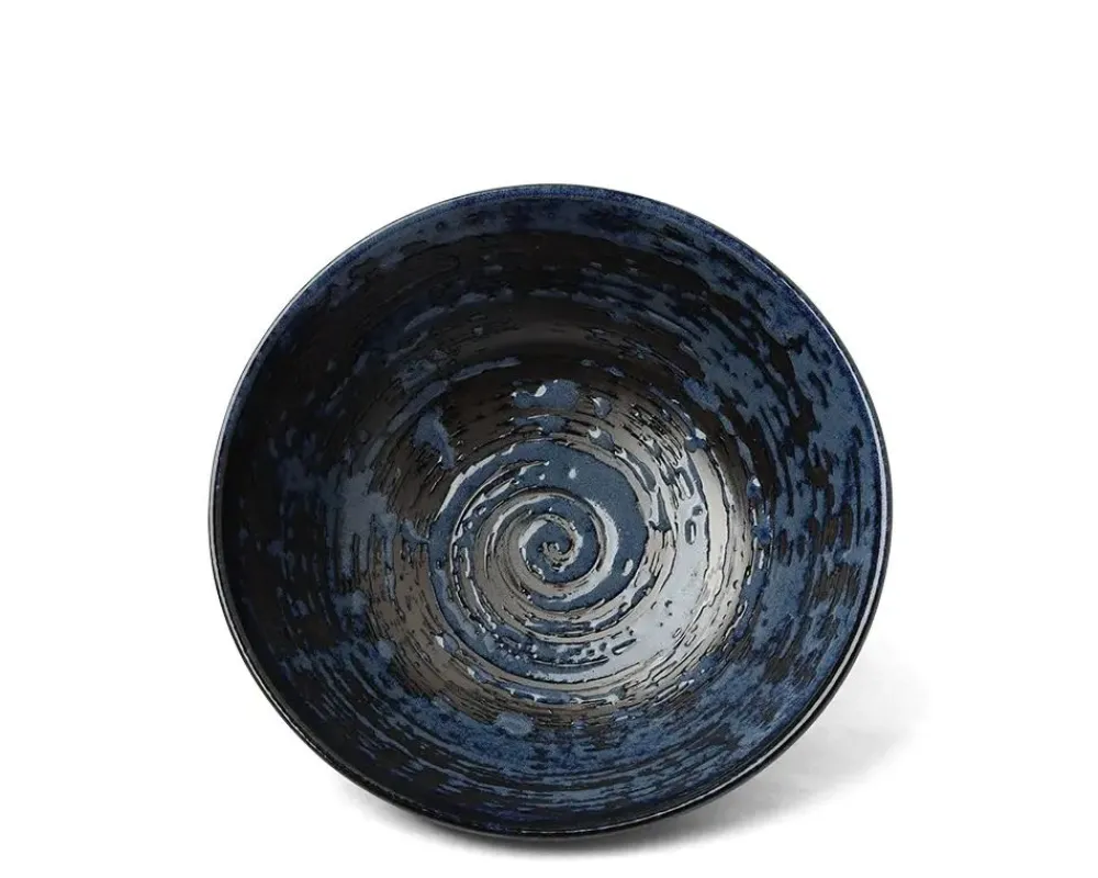 blue_black_swirl__bowl_2.webp MIYA Company Serving Bowls & Plates | Blue Black Swirl 8.25" Bowl