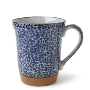 MIYA Company Mugs | Blue Floral Mums 14 Oz. Wide Mouth Mug
