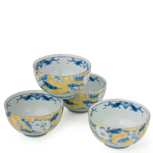 MIYA Company Bowl Sets | Blue Flower 5" Yellow Bowl Set