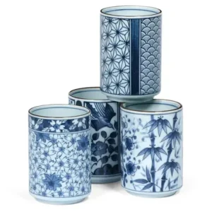 MIYA Company Teacups | Blue Patterns 8 Oz. Teacup Set