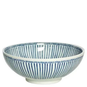 MIYA Company Serving Bowls & Plates | Blue Stripes 8.25