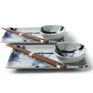 MIYA Company Plate Sets | Blue Sumi Sushi Set