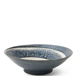 MIYA Company Serving Bowls & Plates | Blue Swirl 9.75