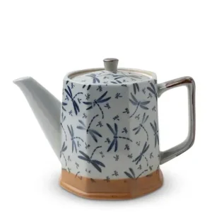 MIYA Company Teapots - Ceramic | Blue Vintage Dragonflies Tea Pot