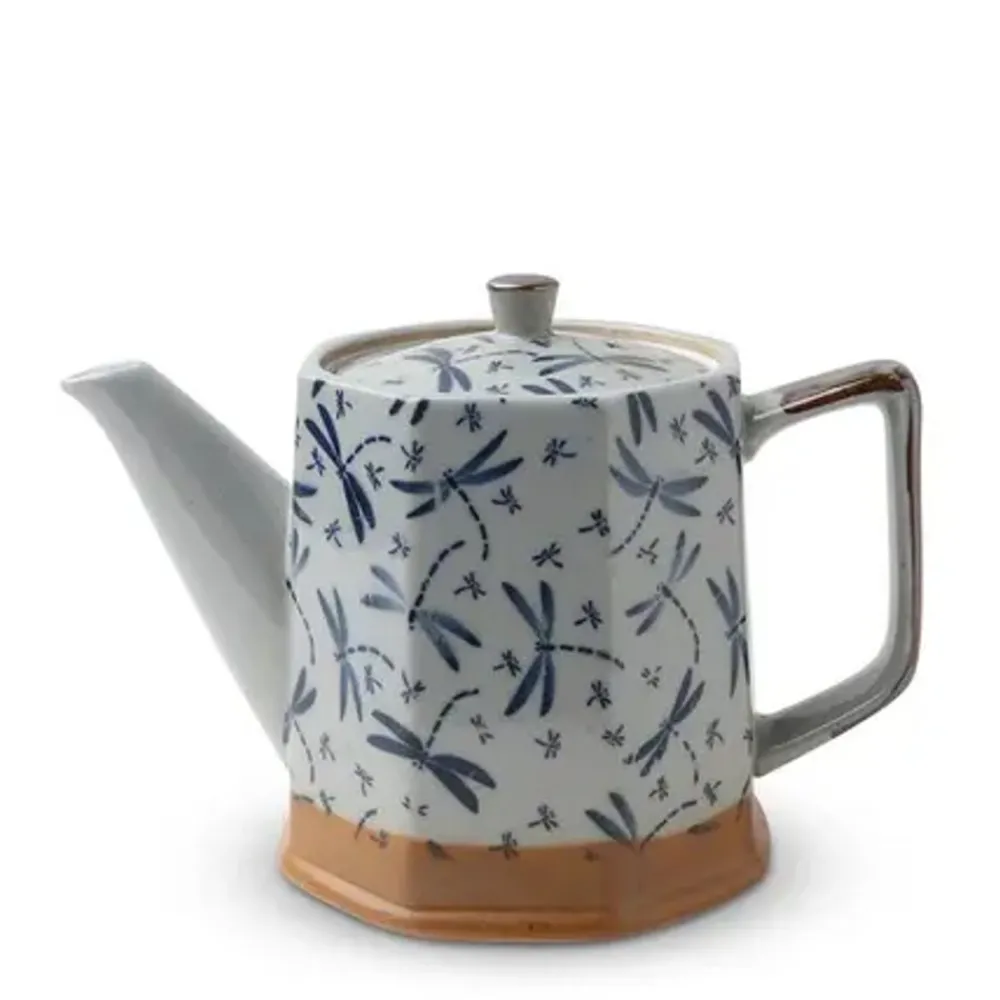 MIYA Company Teapots - Ceramic | Blue Vintage Dragonflies Tea Pot