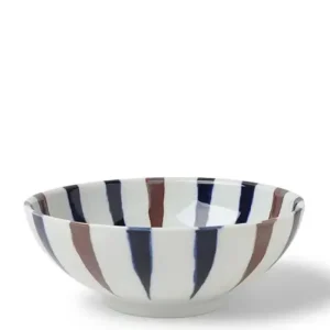 MIYA Company Large Bowls | Bowl Brown Indigo Spokes 8-3/8"