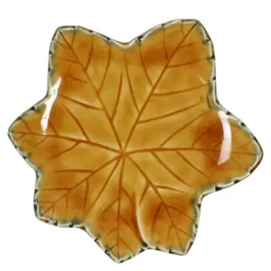 MIYA Company Small Plates | Brown Leaf 4.75" Plate