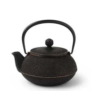 MIYA Company Cast Iron | Cast Iron Gold/Black Hobnail Teapot 0.65L
