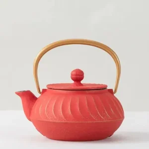 MIYA Company Teapots - Cast Iron | Cast Iron Teapot Red Wave Gold Handle