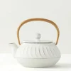 MIYA Company Teapots - Cast Iron | Cast Iron Teapot White Wave Gold Handle