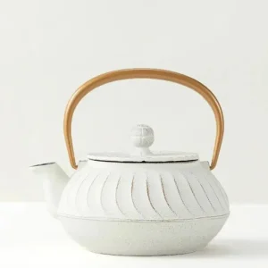 MIYA Company Teapots - Cast Iron | Cast Iron Teapot White Wave Gold Handle