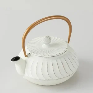MIYA Company Teapots - Cast Iron | Cast Iron Teapot White Wave Gold Handle