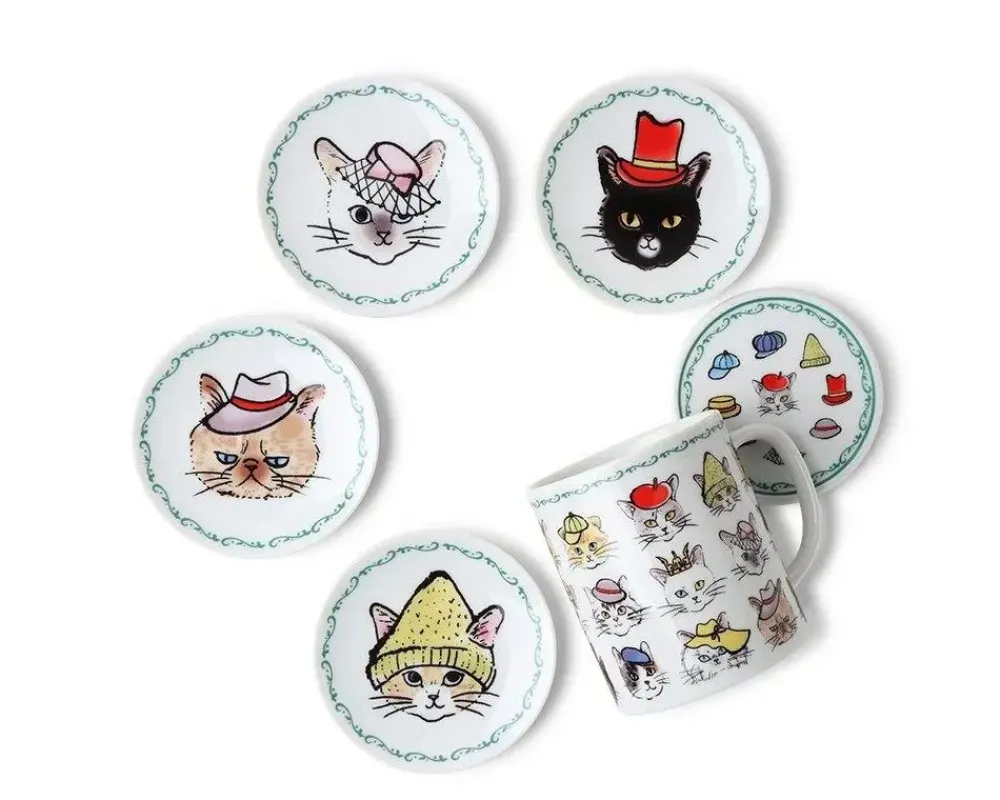 cats_in_hats_mini_plate_set_2.webp MIYA Company Plates | Cats In Hats Mini Plate Set