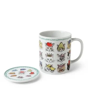 MIYA Company Cups/Mugs | Cats In Hats Mug With Lid