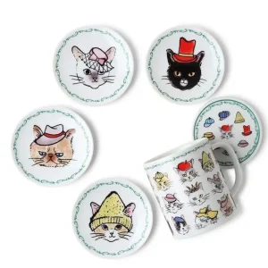 MIYA Company Cups/Mugs | Cats In Hats Mug With Lid