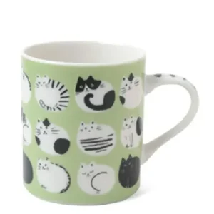MIYA Company Cups/Mugs | Cozy Cats 8 Oz. Mug - Green