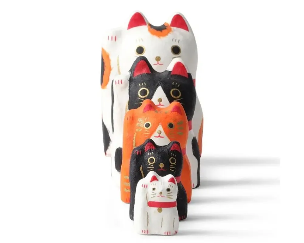 figurine_fortune_cat_nesting_doll_set_2.webp MIYA Company Figurines | Figurine Fortune Cat Nesting Doll Set
