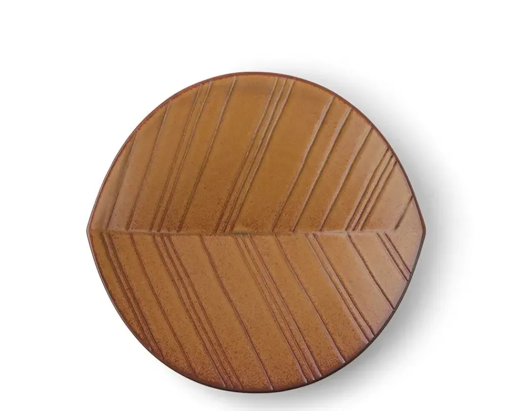 hazara_leaf_plate_brown__1.webp MIYA Company Medium Plates | Hazara Leaf Plate Brown 8.75"