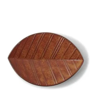 MIYA Company Medium Plates | Hazara Leaf Plate Brown 6" X 4.25"