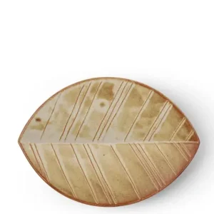 MIYA Company Medium Plates | Hazara Leaf Plate White 6" X 4.25"