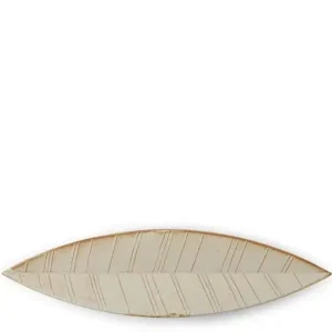 MIYA Company Serving Bowls & Plates | Hazara Leaf Plate White 14.5" X 3.75"