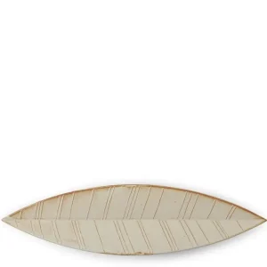 MIYA Company Serving Bowls & Plates | Hazara Leaf Plate White 14.5" X 3.75"