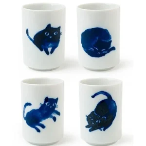 MIYA Company Cats | Midnight Blue Cat Cup Set
