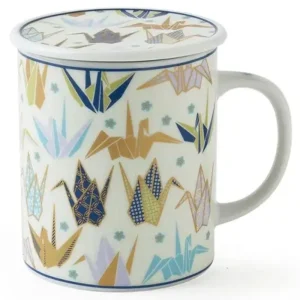 MIYA Company Other | Origami Cranes 8 Oz. Lidded Mug - Blue