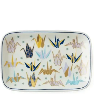 MIYA Company Plates | Origami Cranes 6.5" X 4.25" Plate - Blue