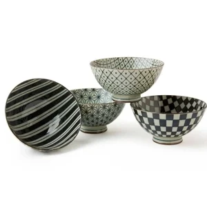 MIYA Company Bowl Sets | Retro Black & White 4.5" Rice Bowl Set